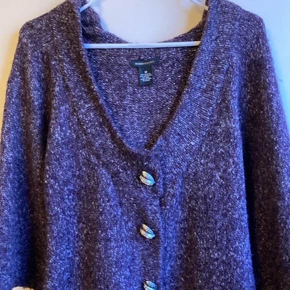 Vintage BCBGMAXAZARIA Purple and White Sweater with Hood and Pockets, Size M. - Picture 2 of 16